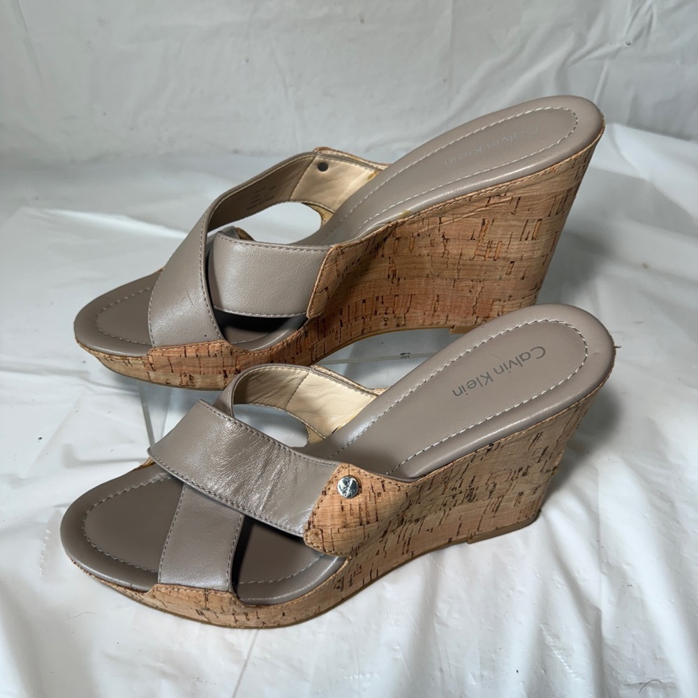 Calvin Klein Evah Napa Cork Wedge Heels - Picture 4 of 15